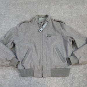 Members Only Mens Jacket 46 Gray Full Zip Wool Blend Vintage